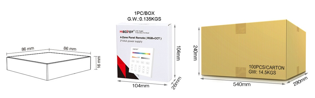 Mi-light B4 4-Zone Panel Remote RGB+CCT (2.4G) - Image 6