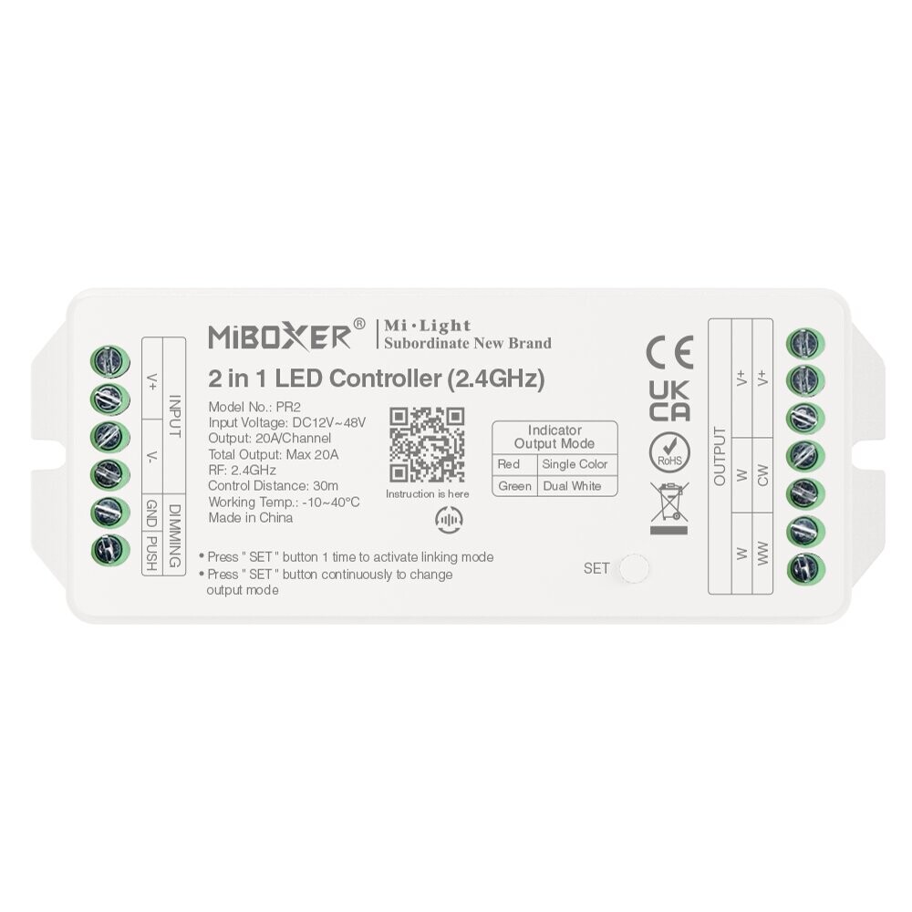 Mi-Light PR2 2 in 1 LED kontroller Max 20A (2.4GHz + PUSH)