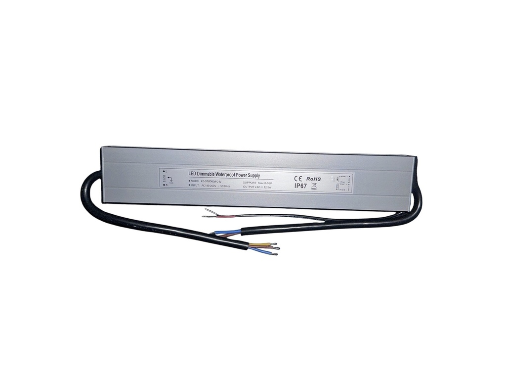 Dimbar konstantspänningstransformator 24V 300W 12,5A, Triac/0-10V IP67