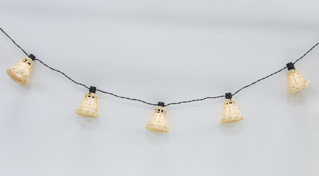 LED-ljusslinga 10 lampor med rottingdetaljer