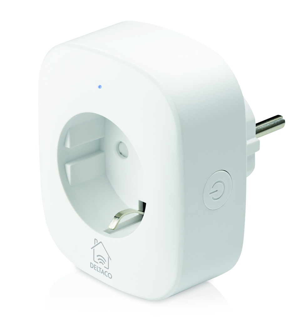 DELTACO SMART HOME strömbrytare, WiFi 2,4GHz, energiövervakning, 1xCEE 7/3, 10A, timer, vit   