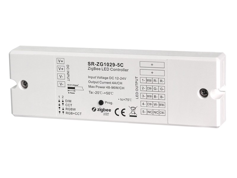 RGBW Controller - 5 kanaler - 12-24V - Dimbar - Constant Voltage