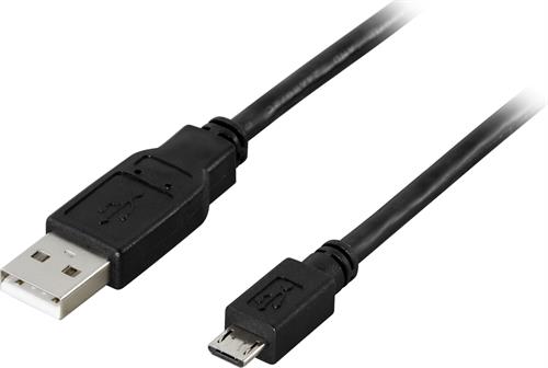 USB 2.0 kabel Typ A ha - Typ Micro B ha, 0,25m Svart