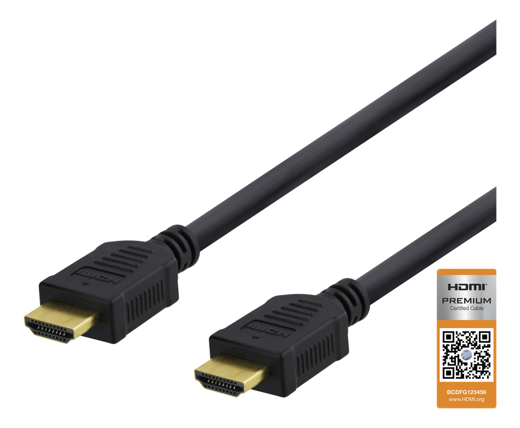 Premium High Speed HDMI kabel 0,5m, 4K i 60Hz, HDR, svart