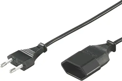 Ojordad apparatkabel 2m, rak CEE 7/16 - rak IEC 60906-1 Class 0