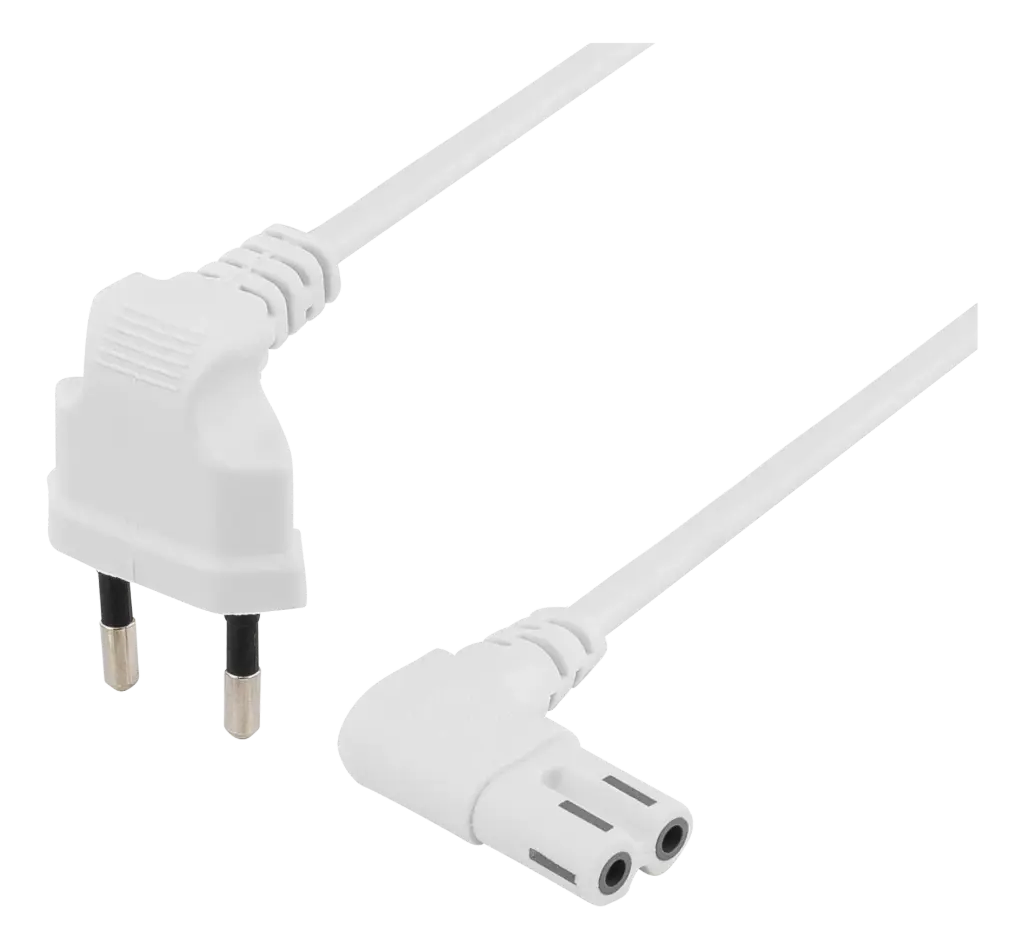 Ojordad apparatkabel 1m, CEE 7/16 - IEC 60320 C7, vit