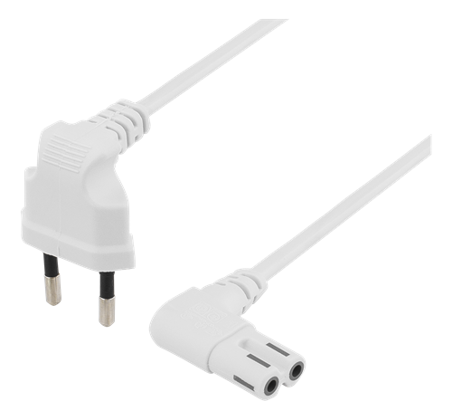 Ojordad apparatkabel 5m, CEE 7/16 - IEC 60320 C7, vit