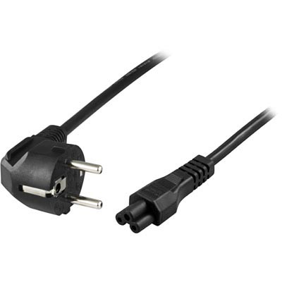 Apparatkabel 1m, vinklad CEE 7/7 - rak IEC C5, svart