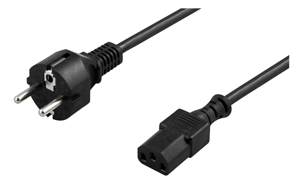Apparatkabel 10m, CEE 7/7 - IEC 60320 C13, svart