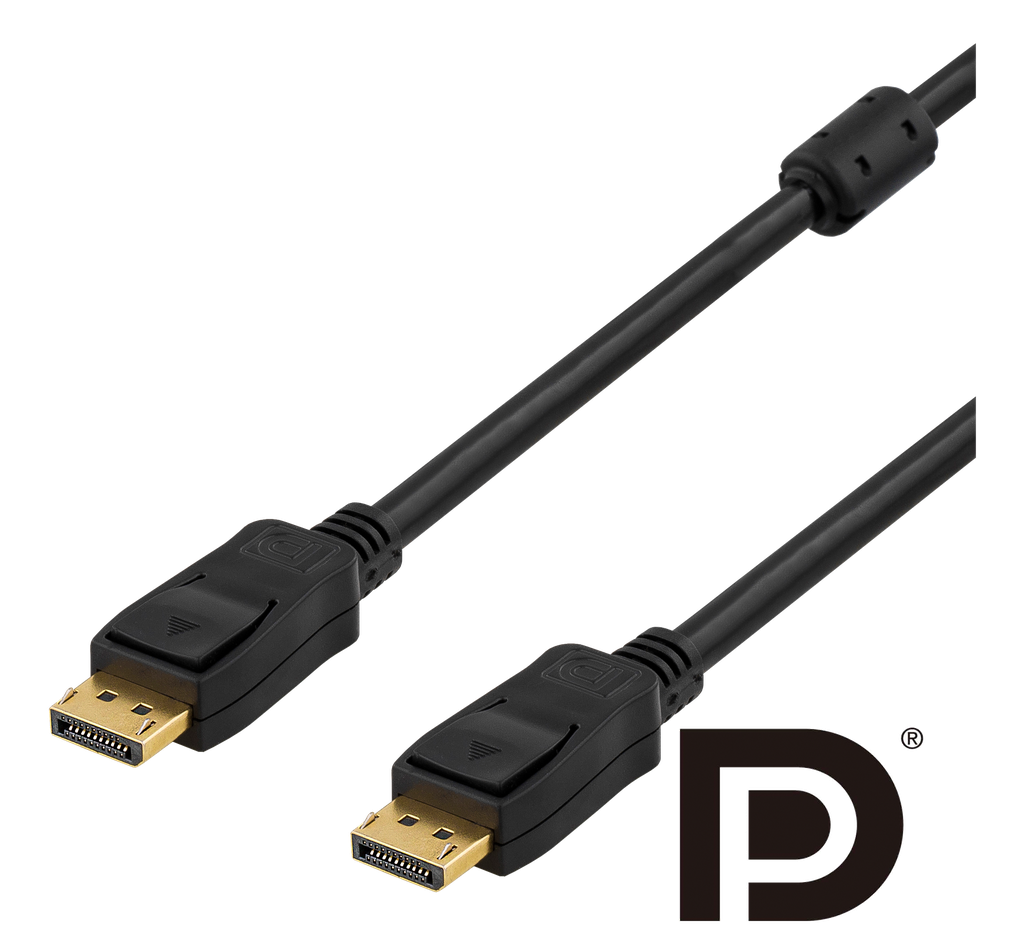 PRIME DisplayPort kabel 2m, Ultra HD i 60Hz, svart