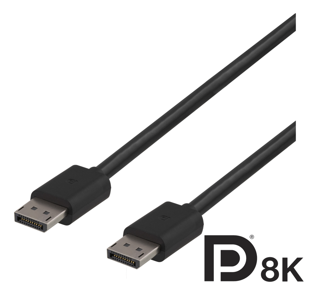 DisplayPort kabel 2m, DP 1.4, 7680x4320 i 60Hz, svart