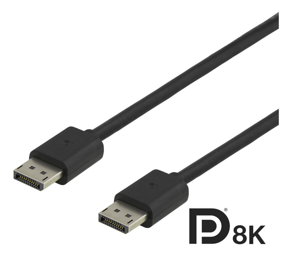 DisplayPort kabel 3m, DP 1.4, 7680x4320 i 60Hz, svart