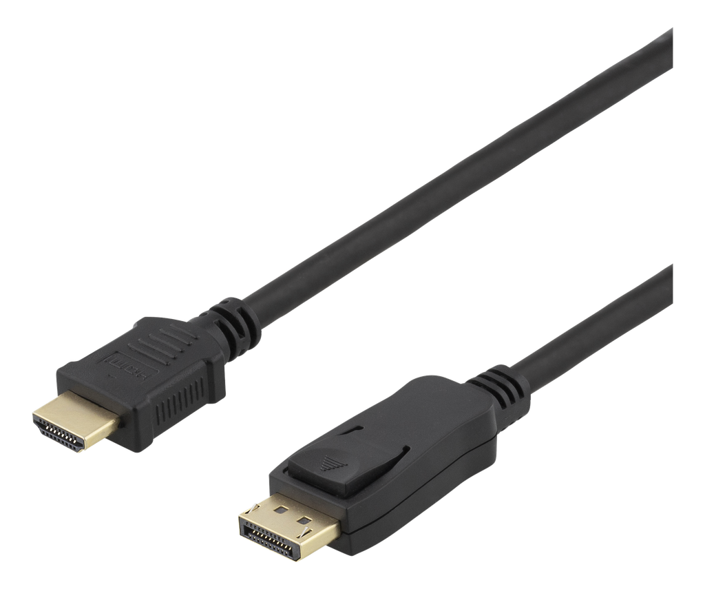 DisplayPort - HDMI kabel 10m, 3840x2160 i 30Hz, 10,8Gb/s, svart