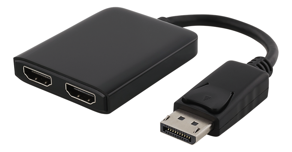 DisplayPort - 2xHDMI MST-hubb, 3840x2160 i 30Hz, svart
