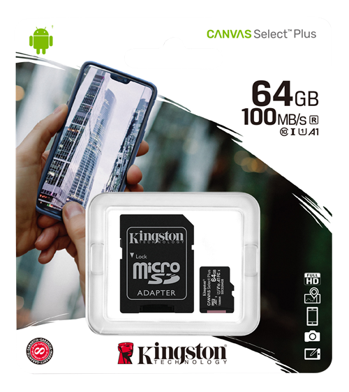 Kingston microSDXC - 64GB - High Performance - UHS-I U1 - Class 10 A1