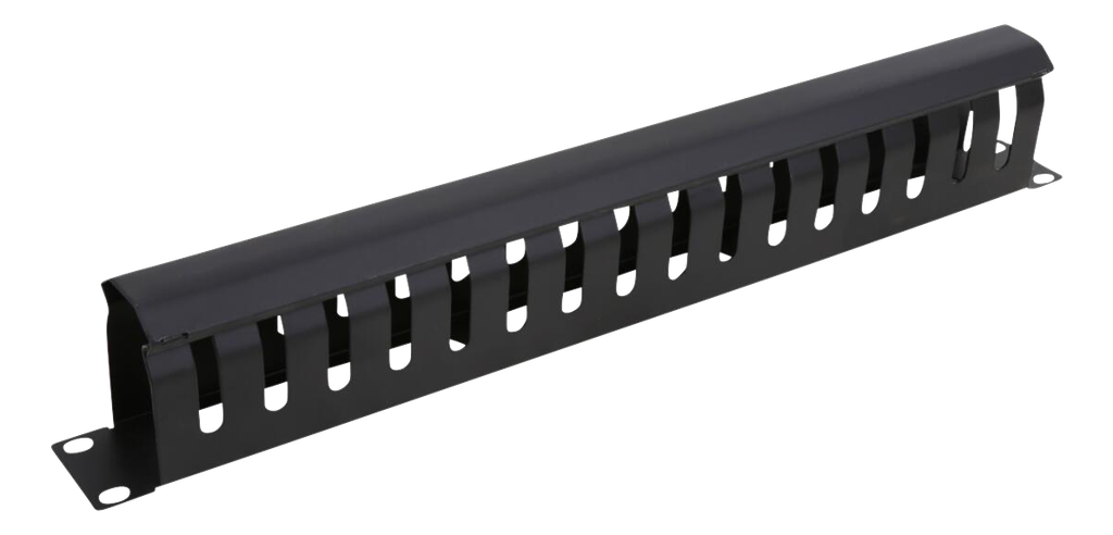 DELTACO 19" kabelhanterare, metall, fingerkanal och genomföring, 1U