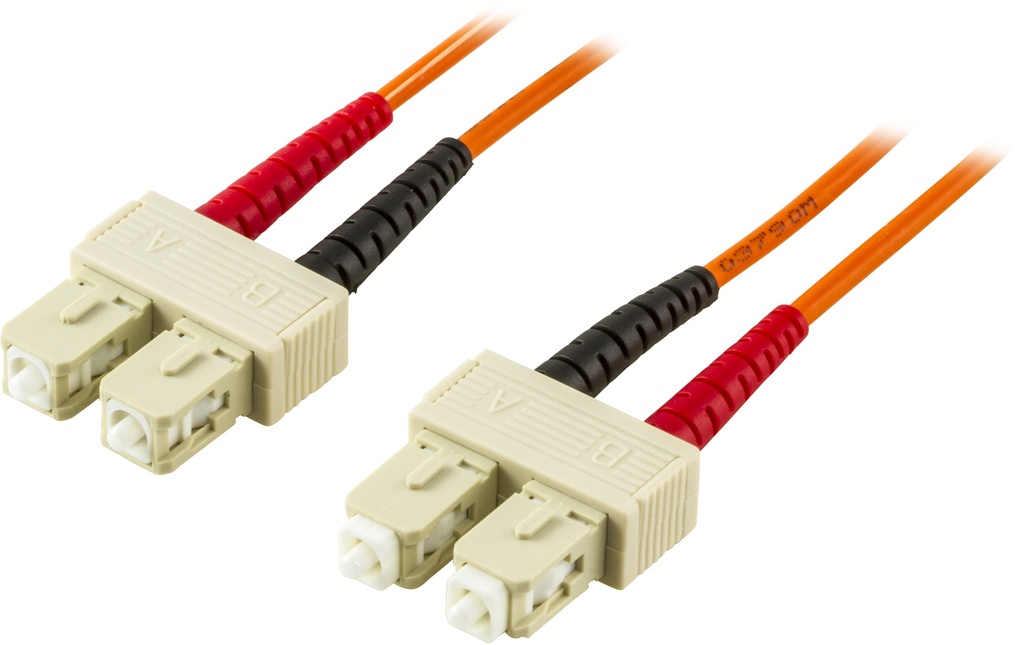 DELTACO OM2 fiberkabel, SC - SC, duplex, UPC, 50/125, 10m, orange