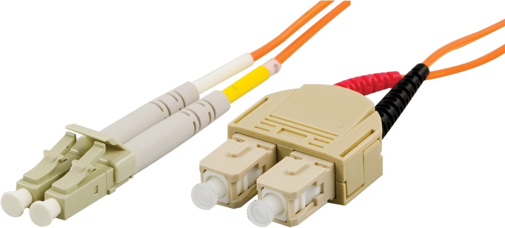 DELTACO OM1 fiberkabel, LC - SC, duplex, UPC, 62,5/125, 3m, orange