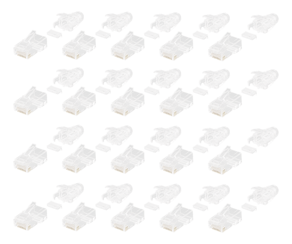 DELTACO RJ45 kontaktdon för slim kabel 28AWG, Cat6a, oskärmad, 20-pack