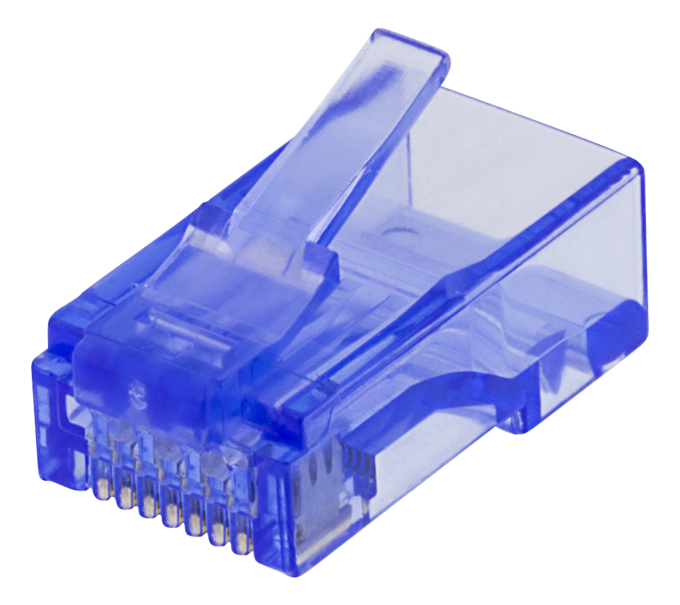DELTACO RJ45 kontaktdon, Cat6, UTP, 20-pack, transparent, blå