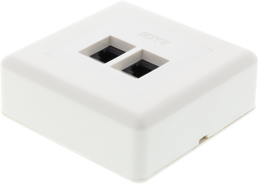 DELTACO Vägguttag utanpåliggande, UTP 2xRJ45, Cat6