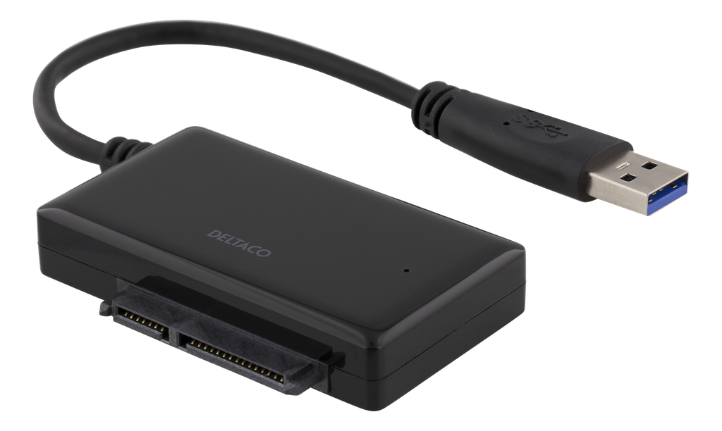 DELTACO USB 3.0 till SATA 6Gb/s adapter, för 2,5" hårddiskar, svart