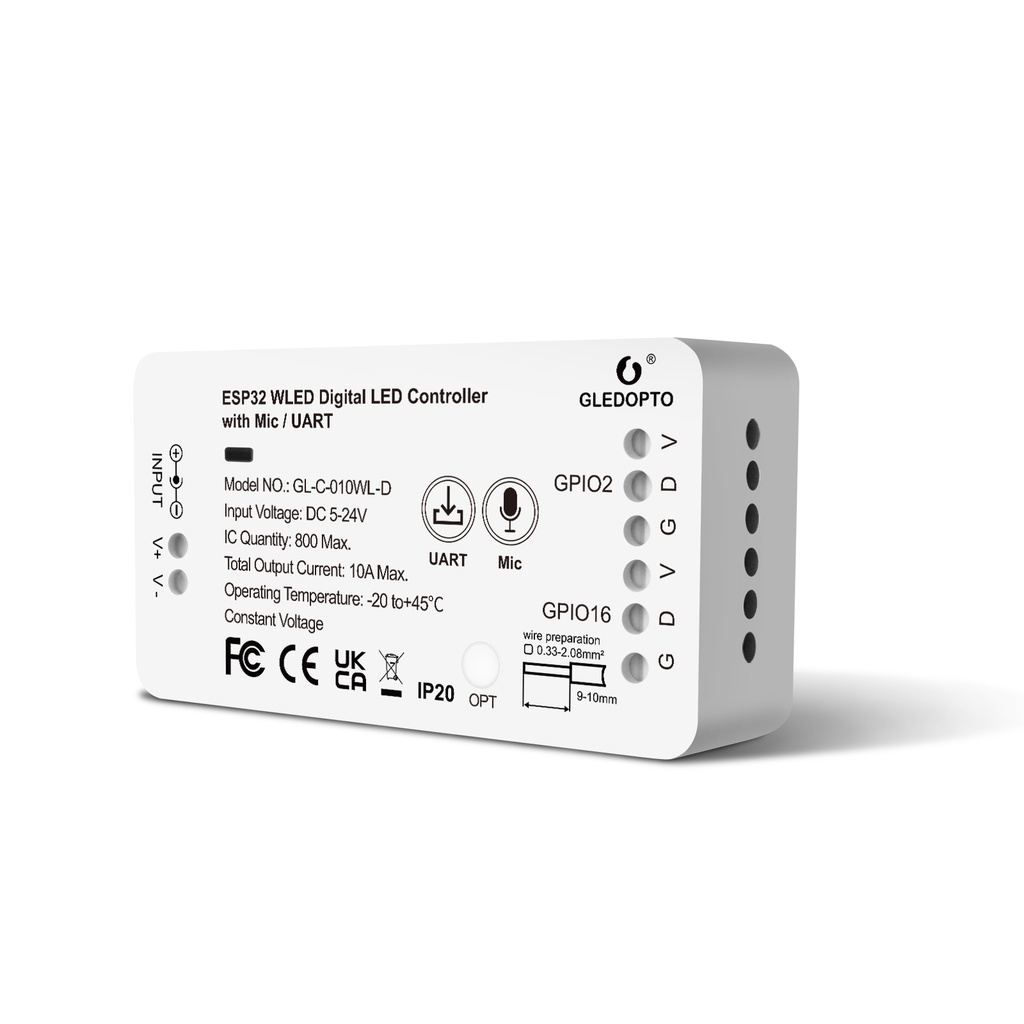 ESP32 WLED Digital LED Strip Controller Mic | Micro - B Port