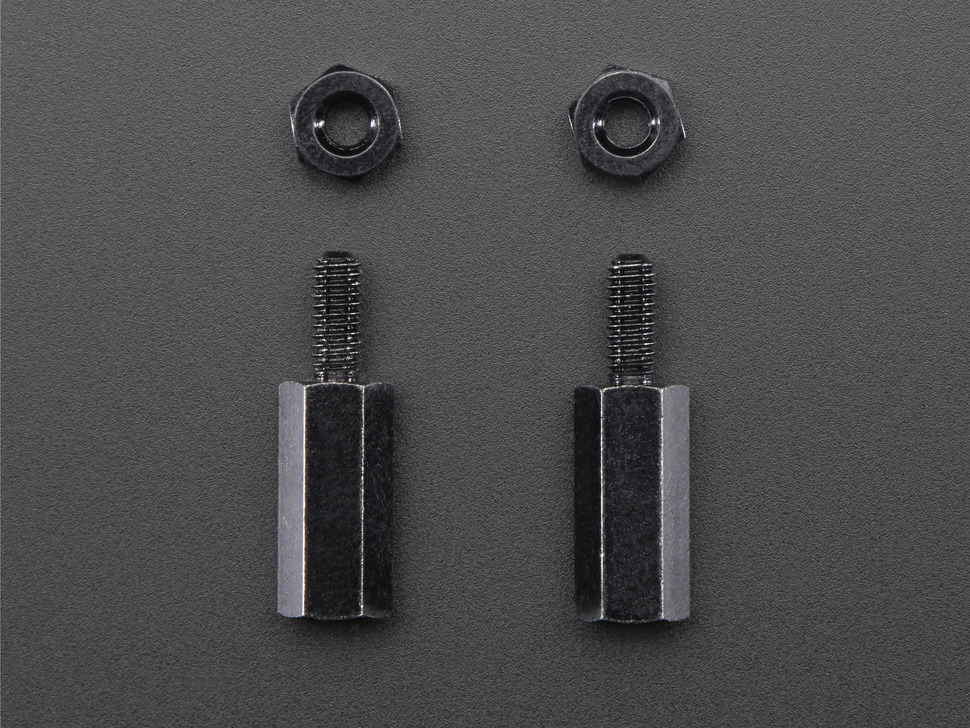 Brass M2.5 Standoffs for Pi HATs - Black Plated - Pack of 2