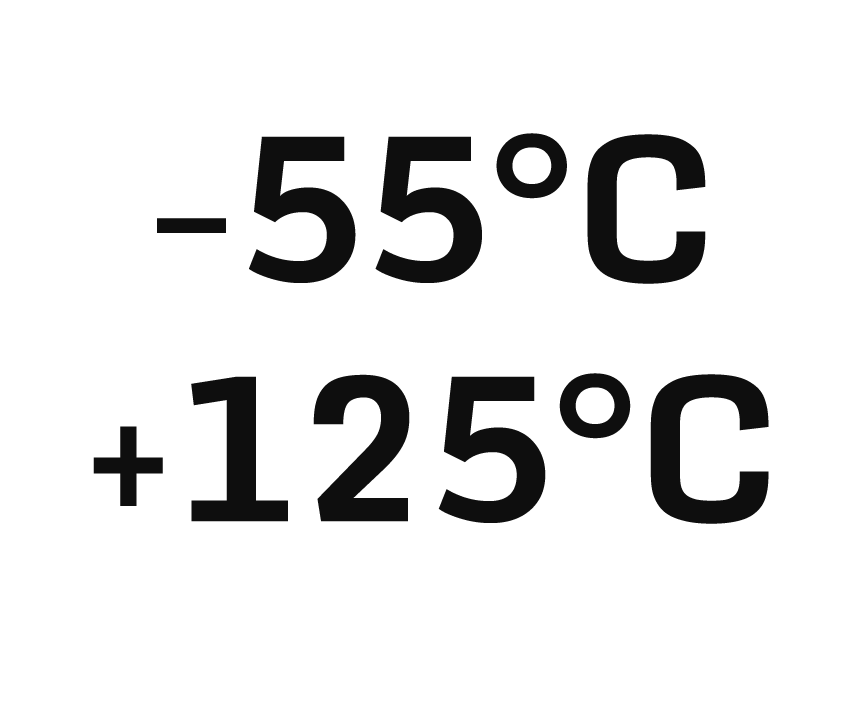-55 - +125 grader Celcius