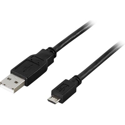 USB 2.0 kabel Typ A ha - Typ Micro B ha, 1m, Svart