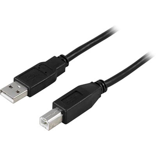 USB 2.0 kabel Typ A hane - Typ B hane 1m, svart