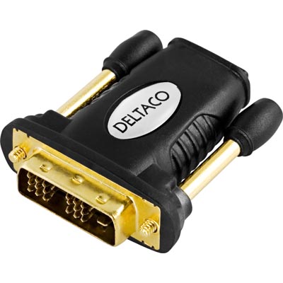 HDMI-adapter, HDMI 19-pin ho till DVI-D Single Link ha, guldpläterad