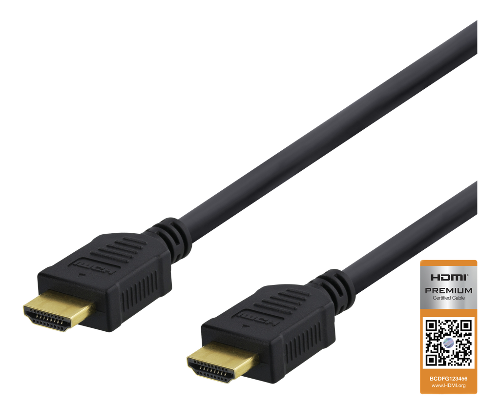High-Speed Premium HDMI-kabel, 1m, Ethernet, 4K UHD, svart