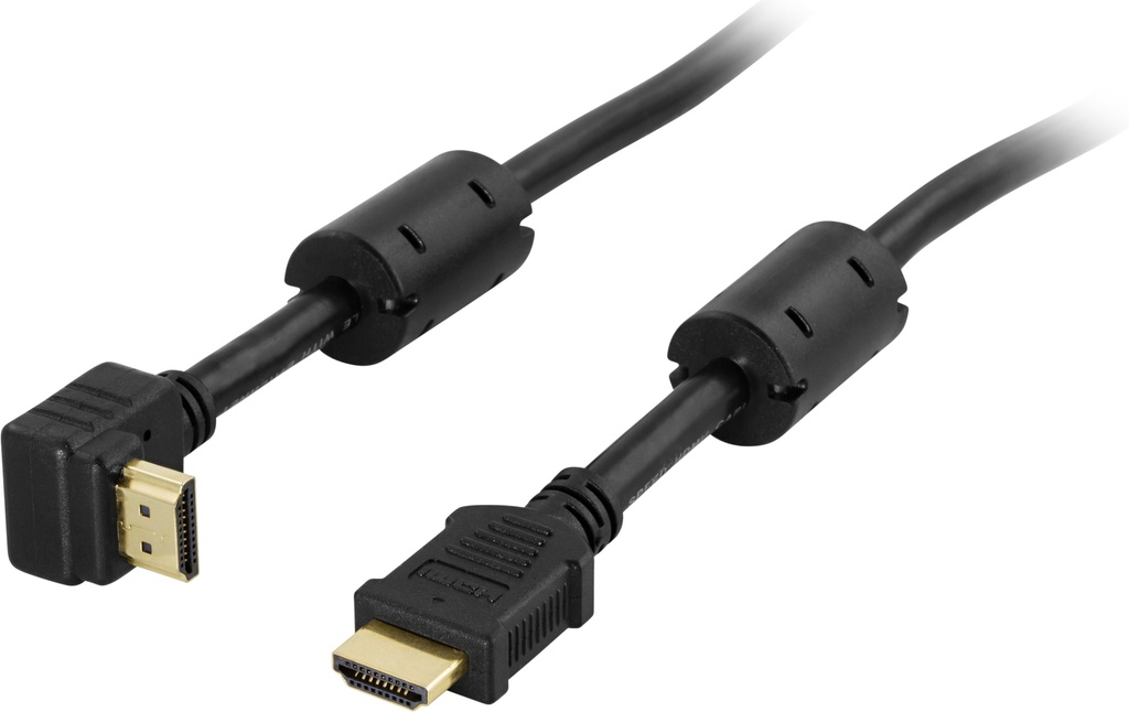Vinklad HDMI kabel 5m, HDMI High Speed with Ethernet, svart