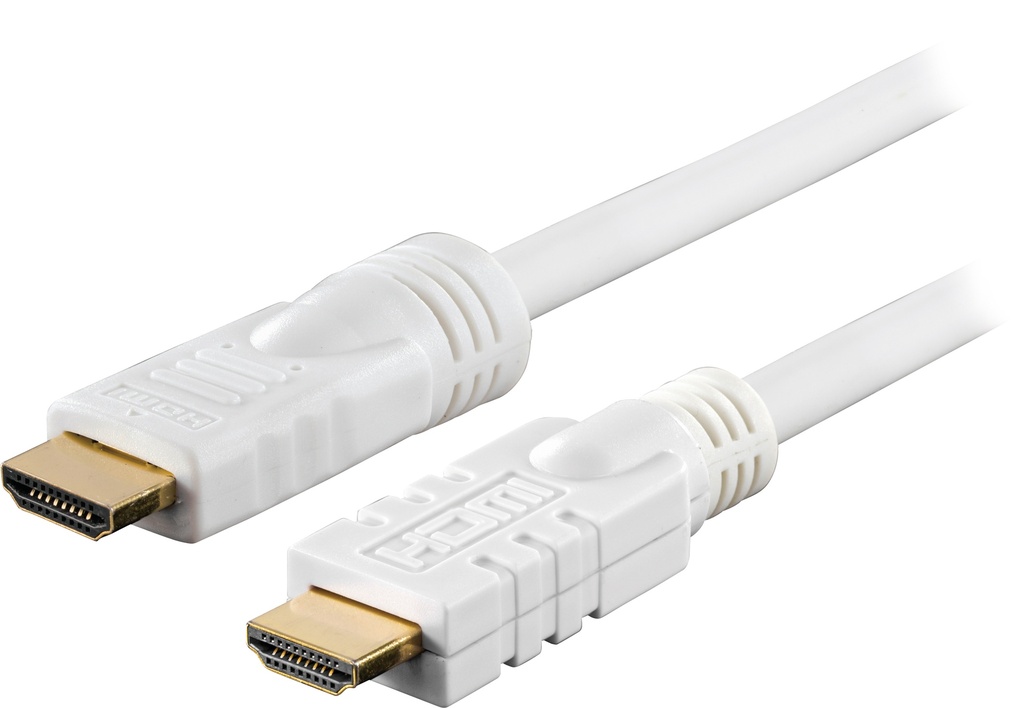 Aktiv HDMI kabel 20m, HDMI High Speed with Ethernet, vit