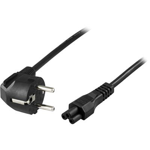 Apparatkabel 0,5m, vinklad CEE 7/7 - rak IEC C5, svart
