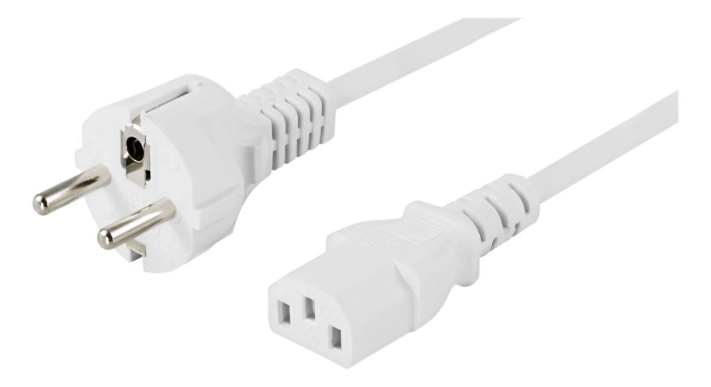 Apparatkabel 10m, CEE 7/7 - IEC 60320 C13, vit