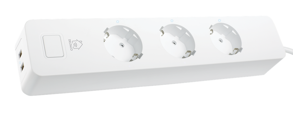 SMART HOME grenuttag, WiFi, 3xCEE 7/3, 2xUSB-A, 1,5m, vit
