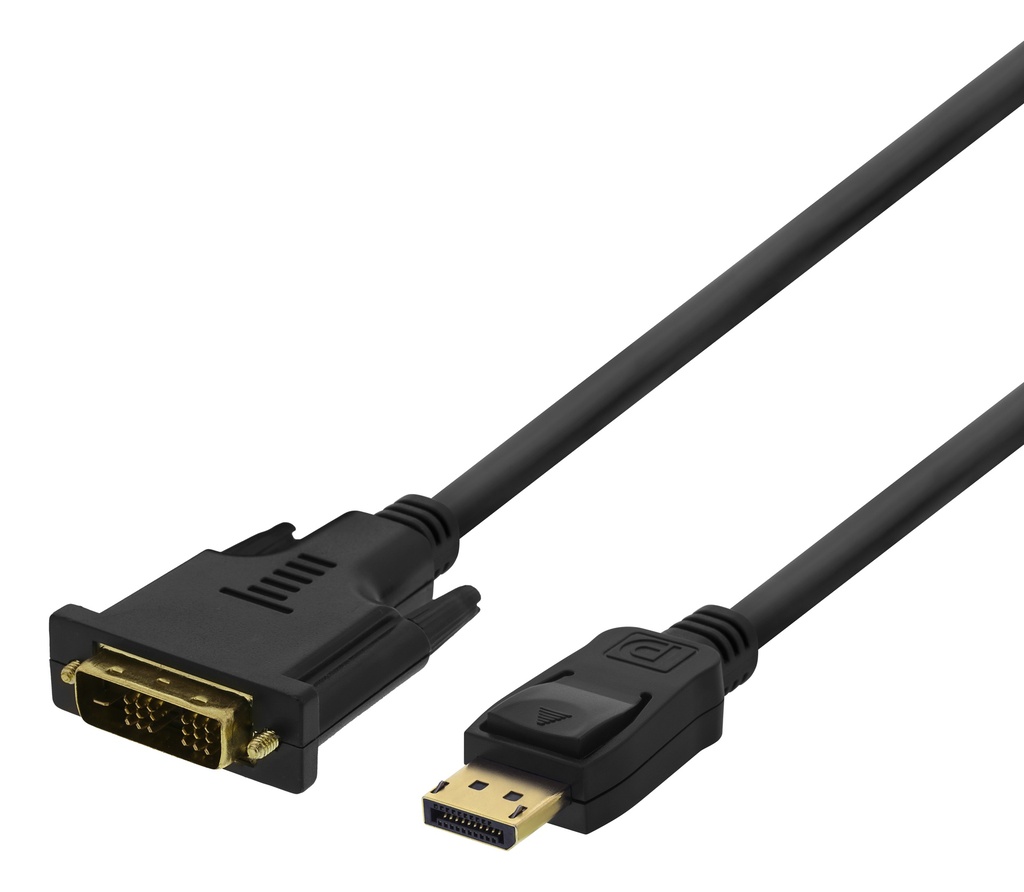 DisplayPort till DVI kabel 3m, 20-pin ha - ha, svart
