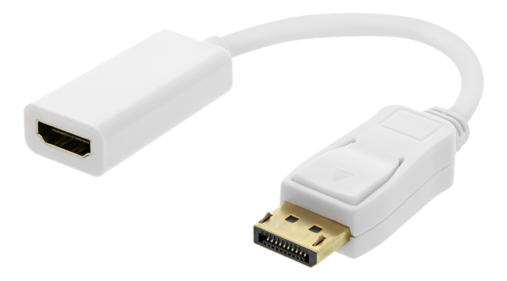 DisplayPort till HDMI adapter, 4K 60Hz, 0,2m, vit