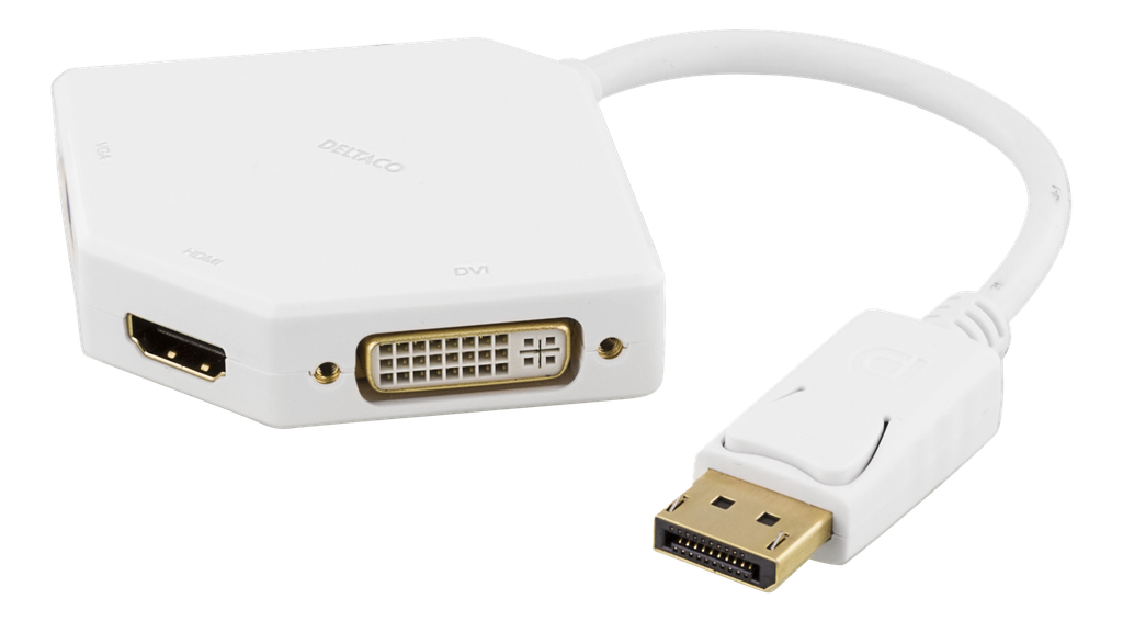 DisplayPort till DVI-D/HDMI/VGA adapter, 0,2m, vit