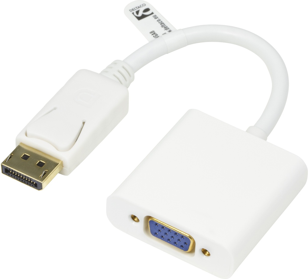 DisplayPort till VGA-adapter 0,2m, Full HD i 60Hz, vit