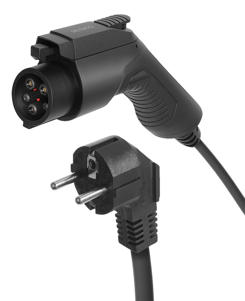 e-Charge laddkabel, Schuko till typ 1, 1 fas, 3,6KW, 5m, svart