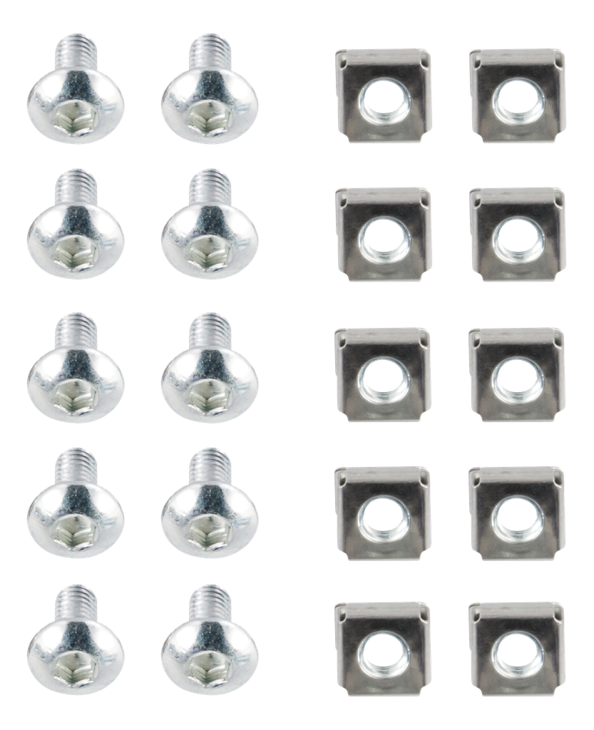 DELTACO, M6 skruvsats insex (brickor + skruvar + muttrar) 10-pack