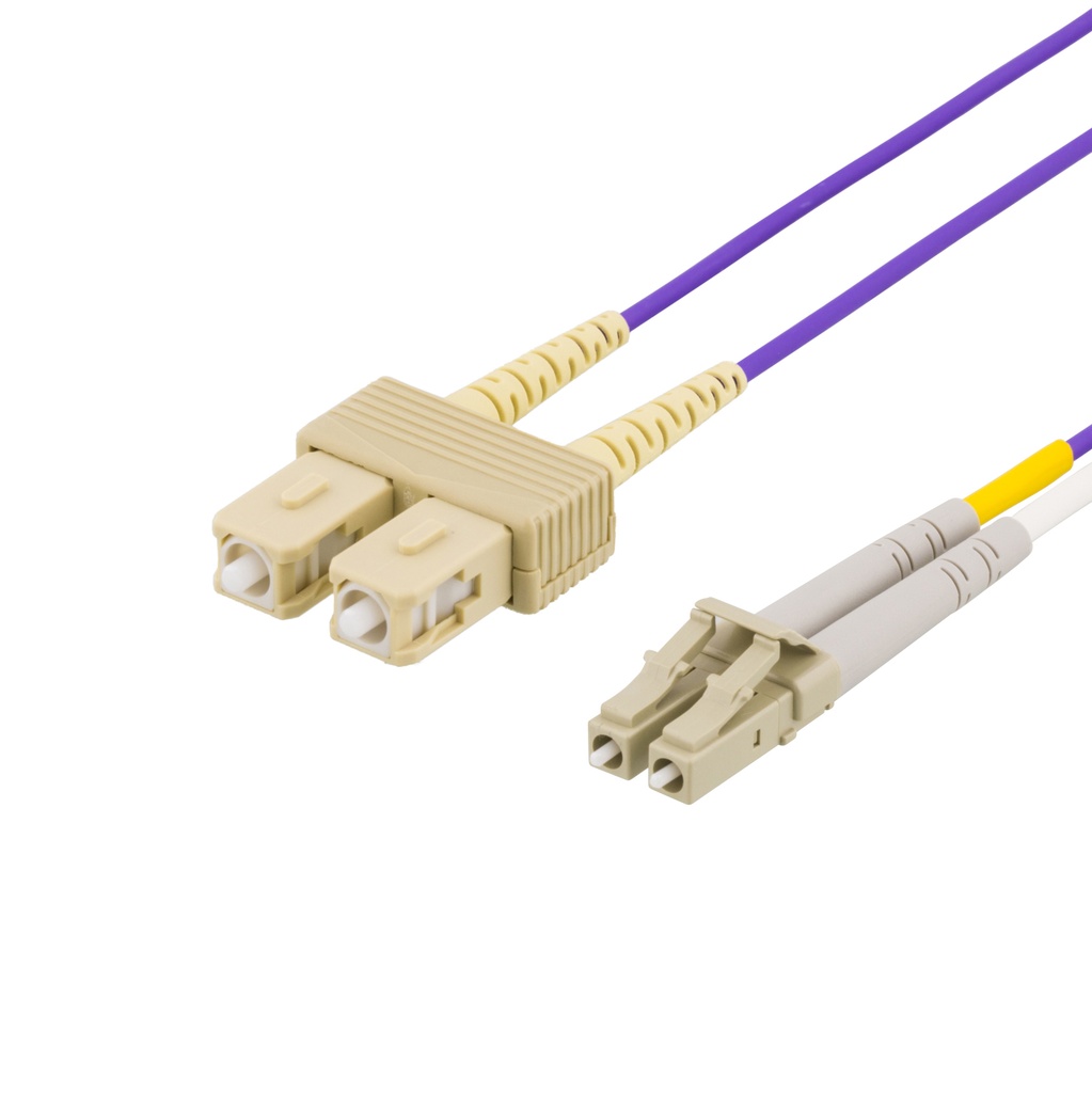 DELTACO fiberkablage, LC - SC, 50/125, OM4, duplex, multimode, 2m