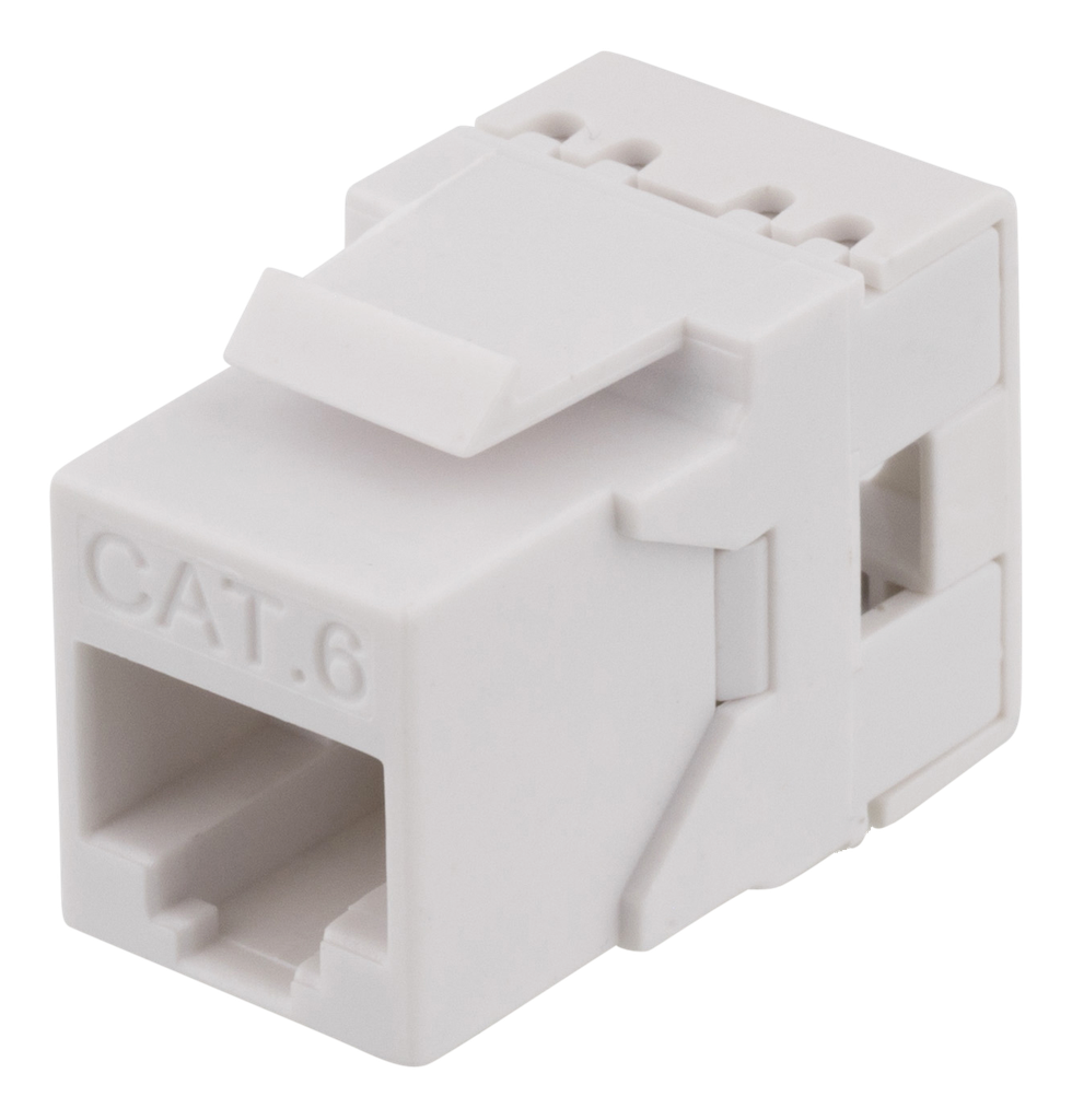 DELTACO Cat6 Keystone-uttag, LSA/110-terminering, plast, 180, vit
