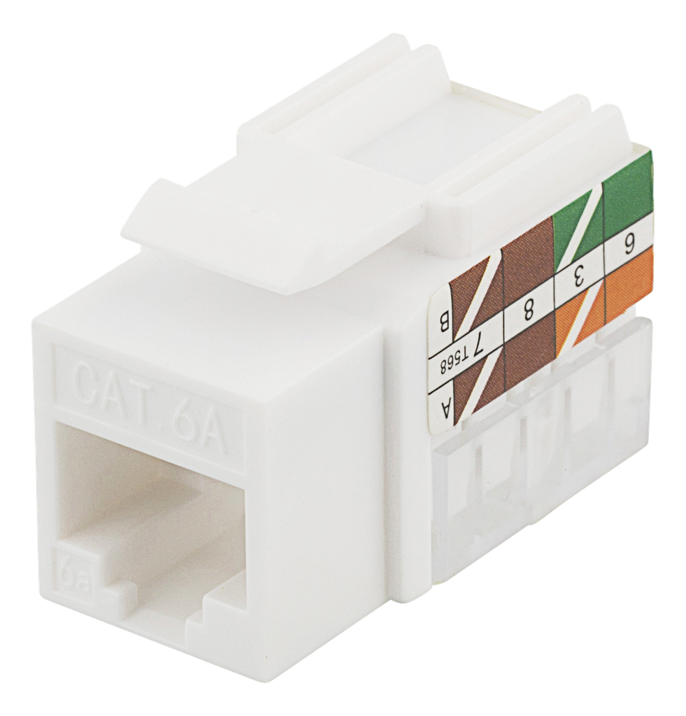 DELTACO Cat6A Keystone-uttag, "Tool-free"/110, plast, 90, vit