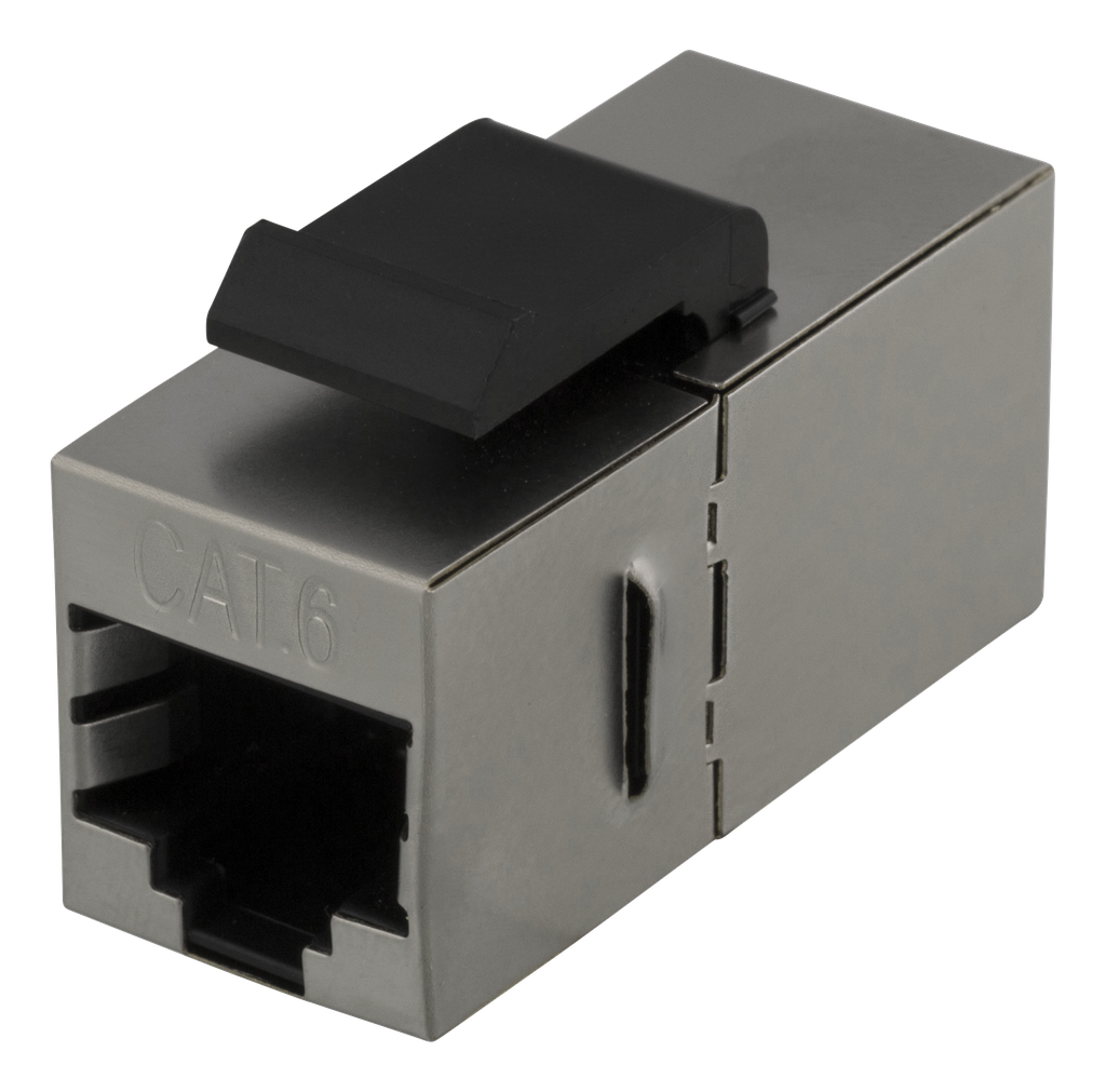 DELTACO Cat6 Keystone-skarv, skärmat, 2xRJ45, plast, 180, metall