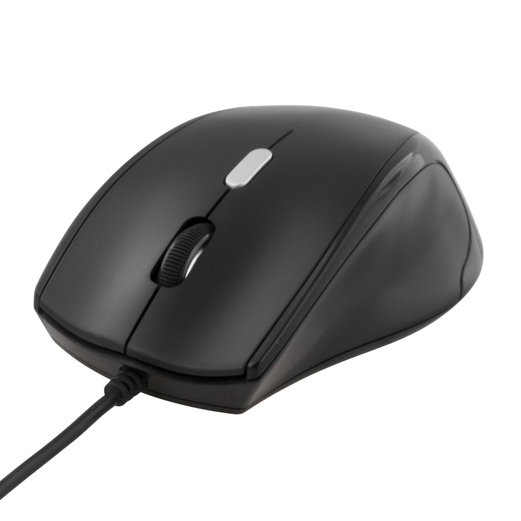 DELTACO optisk mus, 4 knappar med scroll, USB, svart