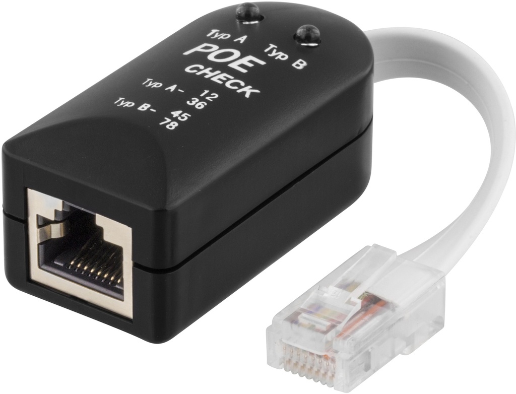 DELTACO testverktyg för POE (power over ethernet), svart
